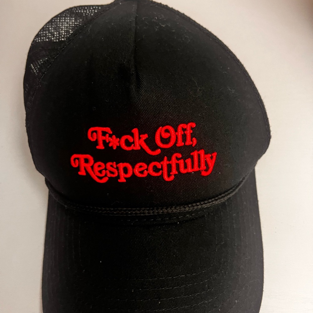 Bold Black and Red Embroidered Hat